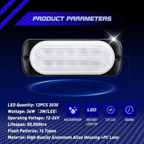 Sidaqi LED Emergency Strobe Lights Bar 4x Red 4 LED Strobe Warning Emergency Flashing Light Caution Construction Hazard Light Bar For Car Truck Van Off Road Vehicle ATV SUV Sync Function 12-24V in Saudi Arabia