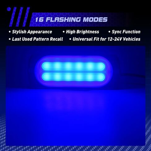 Sidaqi LED Emergency Strobe Lights Bar 4x Red 4 LED Strobe Warning Emergency Flashing Light Caution Construction Hazard Light Bar For Car Truck Van Off Road Vehicle ATV SUV Sync Function 12-24V in Saudi Arabia