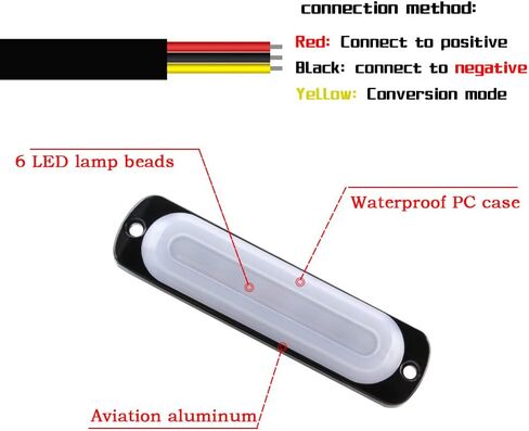 Sidaqi 4 قطع 12 مصباح LED للطوارئ، مصابيح وامضة للمركبات، مصابيح خطر البناء فائقة النحافة 12-24 فولت (أحمر وأبيض) in Kuwait
