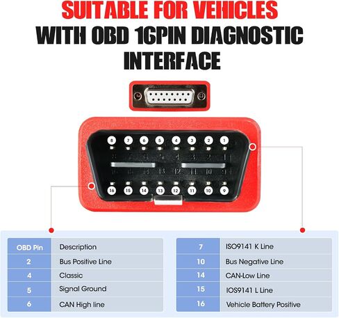 Autel Original Main Test Cable, 16 Pin OBD2 Diagnostic Test Cable, Work with Autel Wired Scanner MK808S MK808 MX808S MX808 MP808S MP808 DS808K DS808 DS708 MS906 IM508 IM508S IM508 PRO in Saudi Arabia