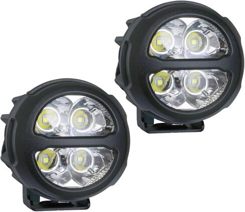 ضوء عمل للدراجات النارية LED مستدير 3 بوصات للطرق الوعرة، 20 وات 2000 لومن ضوء خندق مساعد، EMC مدمج، IP67 مصباح LED مقاوم للماء، لمقطورة قارب شاحنة ATV UTV 4x4، حزمة من 2 in Kuwait