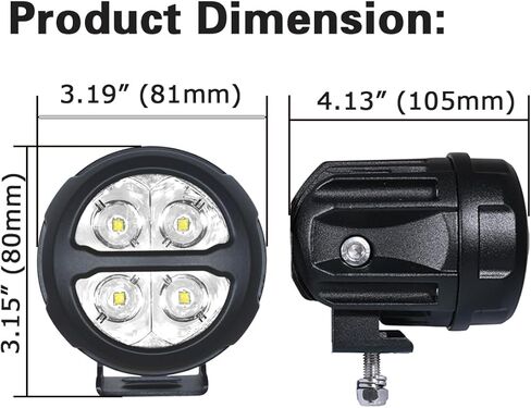 ضوء عمل للدراجات النارية LED مستدير 3 بوصات للطرق الوعرة، 20 وات 2000 لومن ضوء خندق مساعد، EMC مدمج، IP67 مصباح LED مقاوم للماء، لمقطورة قارب شاحنة ATV UTV 4x4، حزمة من 2 in Kuwait