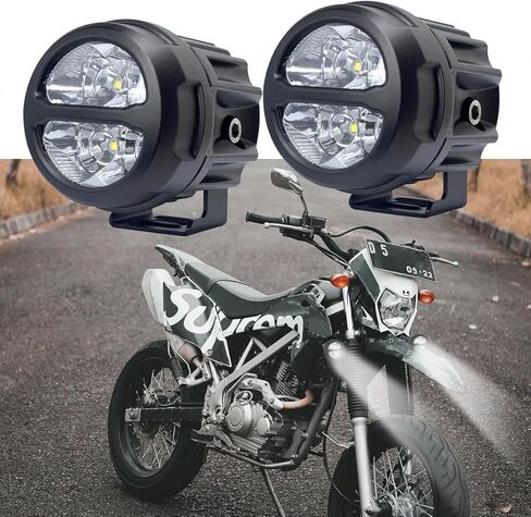 ضوء عمل للدراجات النارية LED مستدير 3 بوصات للطرق الوعرة، 20 وات 2000 لومن ضوء خندق مساعد، EMC مدمج، IP67 مصباح LED مقاوم للماء، لمقطورة قارب شاحنة ATV UTV 4x4، حزمة من 2 in Kuwait