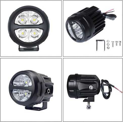 ضوء عمل للدراجات النارية LED مستدير 3 بوصات للطرق الوعرة، 20 وات 2000 لومن ضوء خندق مساعد، EMC مدمج، IP67 مصباح LED مقاوم للماء، لمقطورة قارب شاحنة ATV UTV 4x4، حزمة من 2 in Kuwait