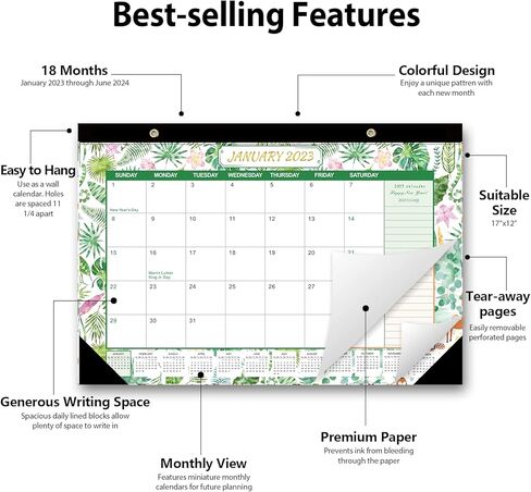 تقويم المكتب 2022-2023: الصفحات الشهرية 17 × 11-1/2 بوصة تعمل للعام 2022-2023 يمكن استخدام تقويم المكتب/الحائط الشهري طوال عام 2022 in Kuwait