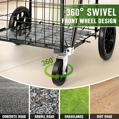 عربة تسوق قابلة للطي بعجلات للبقالة، عربة تسوق قابلة للطي مع عجلات دوارة 360 درجة، عربة تسوق قابلة للطي تحمل ما يصل إلى 70 لتر/كحد أقصى 110 رطل لعربات تخزين المطبخ وعربات المرافق in Kuwait