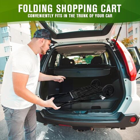 عربة تسوق قابلة للطي بعجلات للبقالة، عربة تسوق قابلة للطي مع عجلات دوارة 360 درجة، عربة تسوق قابلة للطي تحمل ما يصل إلى 70 لتر/كحد أقصى 110 رطل لعربات تخزين المطبخ وعربات المرافق in Kuwait