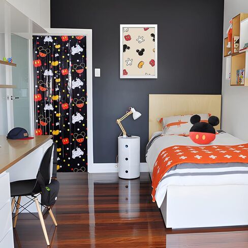 لوازم حفلات أعياد الميلاد ميكي، قطعتان من ستائر ميكي ذات شراشيب من رقائق معدنية، أنماط فأر كرتوني، كشك صور دعامة خلفية غاسل، ديكورات حفلات عيد ميلاد ميكي، ديكور غرفة للأطفال in Kuwait