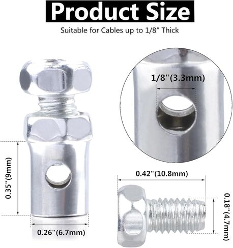 20 قطعة 1/8 بوصة كابل خانق عالمي ينتهي بمشابك إيقاف طقم إصلاح القفل لدراجة نارية Go Kart جزازة العشب بمحرك دراجة دراجة سكوتر أجزاء جرار الحديقة فضية in Kuwait
