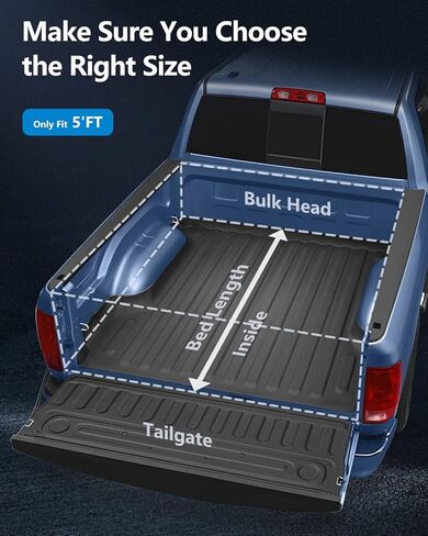 غطاء تونو لسرير الشاحنة الصلب ثلاثي الطي يناسب سرير Ford Ranger 2019 2020 2021 Styleside 5FT، غطاء سرير شاحنة بيك اب أسود in Saudi Arabia