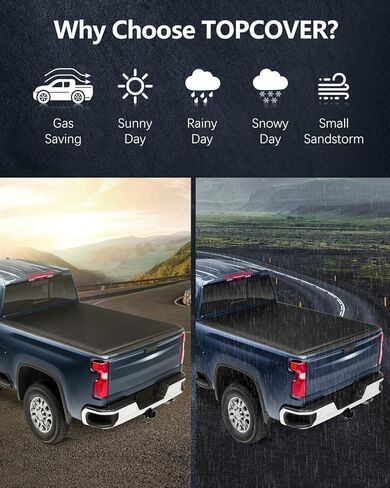 غطاء تونو لسرير الشاحنة الصلب ثلاثي الطي يناسب سرير Ford Ranger 2019 2020 2021 Styleside 5FT، غطاء سرير شاحنة بيك اب أسود in Saudi Arabia