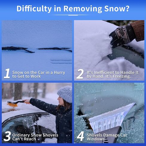 Car Windscreen Ice Scraper & Windscreen Interior Cleaning Tool, Car Snow Brush & Ice Scraper, Car Gadgets Accessories, Snow Shovel for Car, De Icer for Car Windshield, Snow Shovel for Driveway. in Kuwait