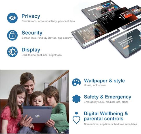 10.1 Inches Android Tablet, 1st Generation Tablet PC, 8GB RAM 128GB ROM, Eye Protection HD IPS Screen, Long Battery Life, 5MP, 13MP Dual Camera, WiFi Tablet for Adults Teenagers in Kuwait