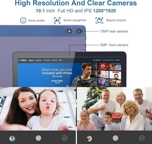 10.1 Inches Android Tablet, 1st Generation Tablet PC, 8GB RAM 128GB ROM, Eye Protection HD IPS Screen, Long Battery Life, 5MP, 13MP Dual Camera, WiFi Tablet for Adults Teenagers in Kuwait