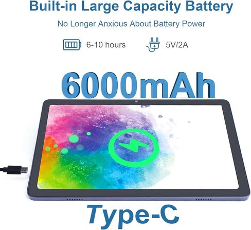 10.1 Inches Android Tablet, 1st Generation Tablet PC, 8GB RAM 128GB ROM, Eye Protection HD IPS Screen, Long Battery Life, 5MP, 13MP Dual Camera, WiFi Tablet for Adults Teenagers in Kuwait