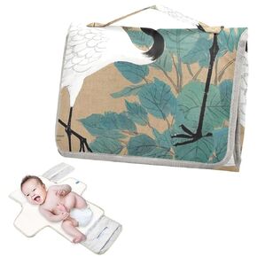 Reusable Changing Table pad with Tissue Pocket Chinese Retro Cloud Crane Beige Waterproof Changing pad for Girl & Boy cambiadores de pa?ales para Bebes