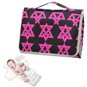 Reusable Changing Table mat with Tissue Pocket Aliens Star Hot Peach Black Diaper mat Changing pad Travel for Moms, Dads cambiadores de pa?ales para Bebes
