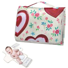 Reusable Changing Table pad with Tissue Pocket Retro Heart Peach Floral Colorful Baby Diaper Changing pad with Built-in Pillow cambiadores de pa?ales para Bebes