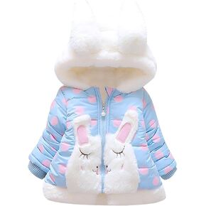 Winter Down Coats for Kids Baby Boys Girls Light Puffer Padded Cute Jacket Rabbit Hoods Infant Outerwear