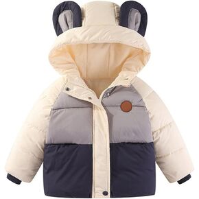 Winter Down Coats for Kids Baby Boys Girls Light Puffer Padded Jacket Bear Hoods Infant Outerwear