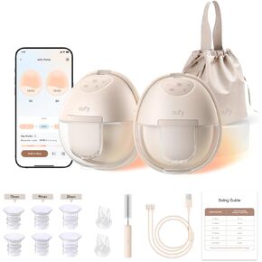 مضخة الثدي التي يمكن ارتداؤها من Eufy ، مضخة ثدي خالية من اليدين مع تقنية Heatflow ™ الرائدة في الصناعة ، Optirhythm ™ التي يتم التحكم فيها عن التطبيق ، والشفط على مستوى المستشفى ، ومكافحة التسرب ، والسيطرة النحيفة والسيوية للاستخدام داخل البراغي