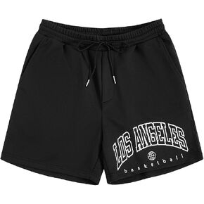 GORGLITTER Men's Graphic Cool Shorts Drawstring Waist Workout Short Streetwear with Pockets Los Angeles Print Black Small in Saudi Arabia