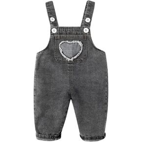 Toddler Cute Hear Print Jeans Girls Streetwear Denim Pants Kids Baggy Loose Wide Leg Trendy Distressed 𝗬2k Clothes