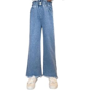 Girls Work Jeans Spring Summer and Autumn New Models for Middle and Large Children with Large Sweatpants for Baby Girls