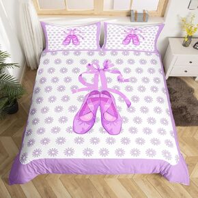 Erosebridal Ballet Girl Duvet Cover Cute Ballerinas Toddler Bedding Set Boys Girls Dancer Dreamy Princess Bed Cover Botanical Flowers Floral Print Bed Set Dancing Bedroom Decor