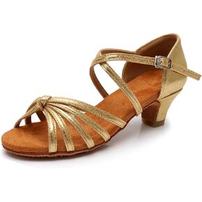 DKZSYIM Women's Satin Latin Dance Shoes Ballroom Salsa Performance Practice Dancing Shoes,Model LP-1217ZS