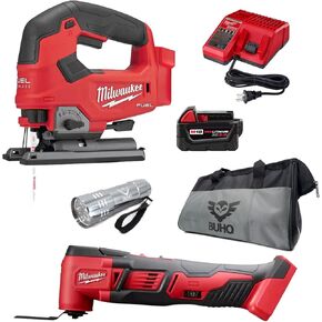 كومبو من الأدوات 2 ، M18 FUEL BRUSHLING LALDLALS ALD BUNDLE مع أدوات متعددة متذبذبة ، 5.0 AH بطارية ، شاحن ، BUHO Tool Bag & Flashlight