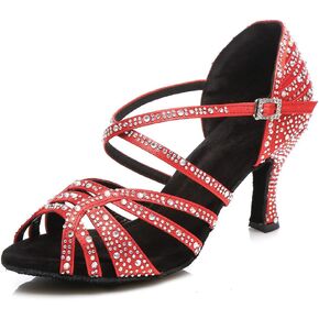 SWDZM Women's Latin Dance Shoes Rhinestone Salsa Chacha Ballroom Performance Prising Practice Shoes ، Model-YCL357