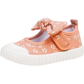 Canvas Shoes Kids Baby Floral Print Bowknot Outdoor Sport Sneakers Slip-On Comfortable Light Weight Skin-Friendly Causal Running Tennis Shoes