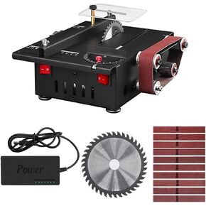 Grinder，150W Mini Bench Saw and Belt Sander with Extension Rod, Collet, Grinding Carving Drilling Kit, Variable Speed Circular Table Saw 30mm Cutting Depth DIY Benchtop Sanding Machine (Size : US Plu
