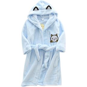 Pajamas Foe Toddler Boys Toddler Cat 𝐂artoon Warm Flannel 𝗥obe Terr𝐲 Cloth 𝐒leep𝐰ear Toddler Night Clothes