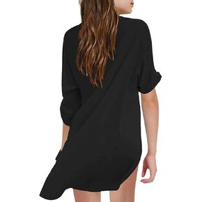 Girl's Coverups Dress Kids Swimsuit Shirt Chiffon Beach Cover Up Girl Chiffon Shirt Beachwear Bathing (Black, 4-5 Years)