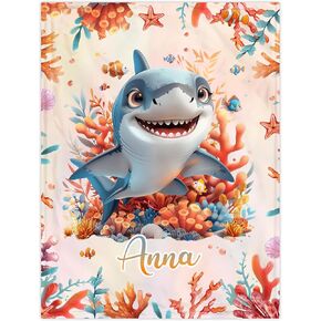 Hyturtle Personalized Whale Baby Blanket - Cute Baby Whale Gifts for Girl Boys - Floral Sea Animal Gifts for Newborn Infant New Mom - Custom Name Soft Cozy Plush Blanket Toddler Crib Bedding Decor