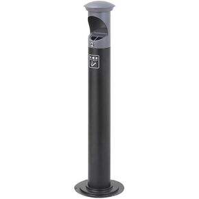 Stainless Steel Ash Column Vertical Smoking Trash Can for Outdoor & Indoor Use, Cigarette Butt Collection, Floor Standing Ashtray with Lid, Hotel, Restaurant, Patio, Black(White)