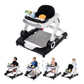 Music and Lights Baby Walker مع عجلات ، مركز أنشطة الأطفال 5 في 1 مع ألعاب قابلة للإزالة وحارس الموسيقى ، مشاة أطفال قابلة للتعديل للبنين فتيات الأطفال من 6 إلى 18 شهرًا