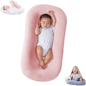 Baby Lounger, Bionic Design Baby Lounger for Newborn, Infants Lounger Nest, Soft Organic Cotton Breathable Newborn Lounger for Home (Pink)