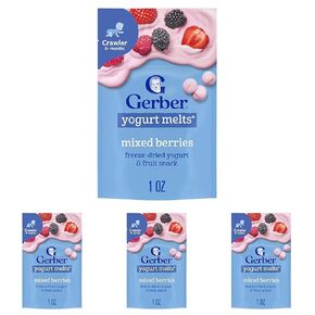 Gerber Stage 3 Baby Food Snacks, Mixed Berries Yogurt Melts, Baby Led Feeding