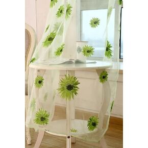 Sunflower Pattern Countryside Elegant Sheer Curtains Rod Pocket Window Treatment for Living Kids Baby Room Bedroom Balcony(1 Panel, W 52 x L 63 inch, Yellow)