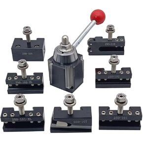 Wedge Type AXA Quick Change Tool Post Set With Tool Holders For Lathe Swing Dia 6-12". (AXA-8PC)