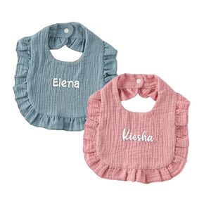 Personalized Baby Girl Bib Custom Embroidered Baby Bib Monogrammed Baby Girl Bib Custom Baby Girl Bib Baby Girl Gift Baby Shower Gift Ruffle Bib (Style 1)
