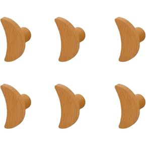 6pcs سحابة النجمة النجمة شكل مقابض درج خشبي - مقابض أثاث لطيف لغرف الأطفال وسحب مجلس الوزراء وديكور المنزل (شكل القمر)