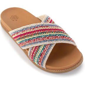 The Sak Penelope Slide Sandal - Women's Flat Fashion Slides with Soft Cushion Sole -Hand Crochet Slip On Sandals For Everyday