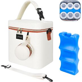 Breastmilk Cooler Bag with Ice Pack, Insulated Baby Bottle Tote Bag for 6 Bottles Up to 9 oz, Clip-On Pouch for Baby Essentials, Leakproof, Waterproof, Shoulder Strap for Nursing Moms in Saudi Arabia