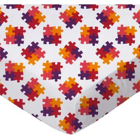 SheetWorld Fitted 100% Cotton Percale Portable Mini Crib Sheet 24 x 38, Puzzle, Made in USA
