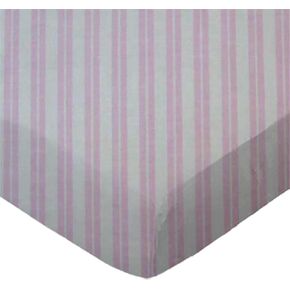 SheetWorld 100% Cotton Percale Extra Deep Fitted Portable Mini Crib Sheet 24 x 38 x 5.5, Pink Dual Stripe, Made in USA