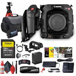 Canon EOS C400 6K Full-Frame Professional Cinema Camera (6388C002) | Triple Base ISO, Dual Pixel CMOS AF II, RF Mount | Canon RF 24-70mm Lens + 128GB Memory Card + LED Light + More (Renewed)